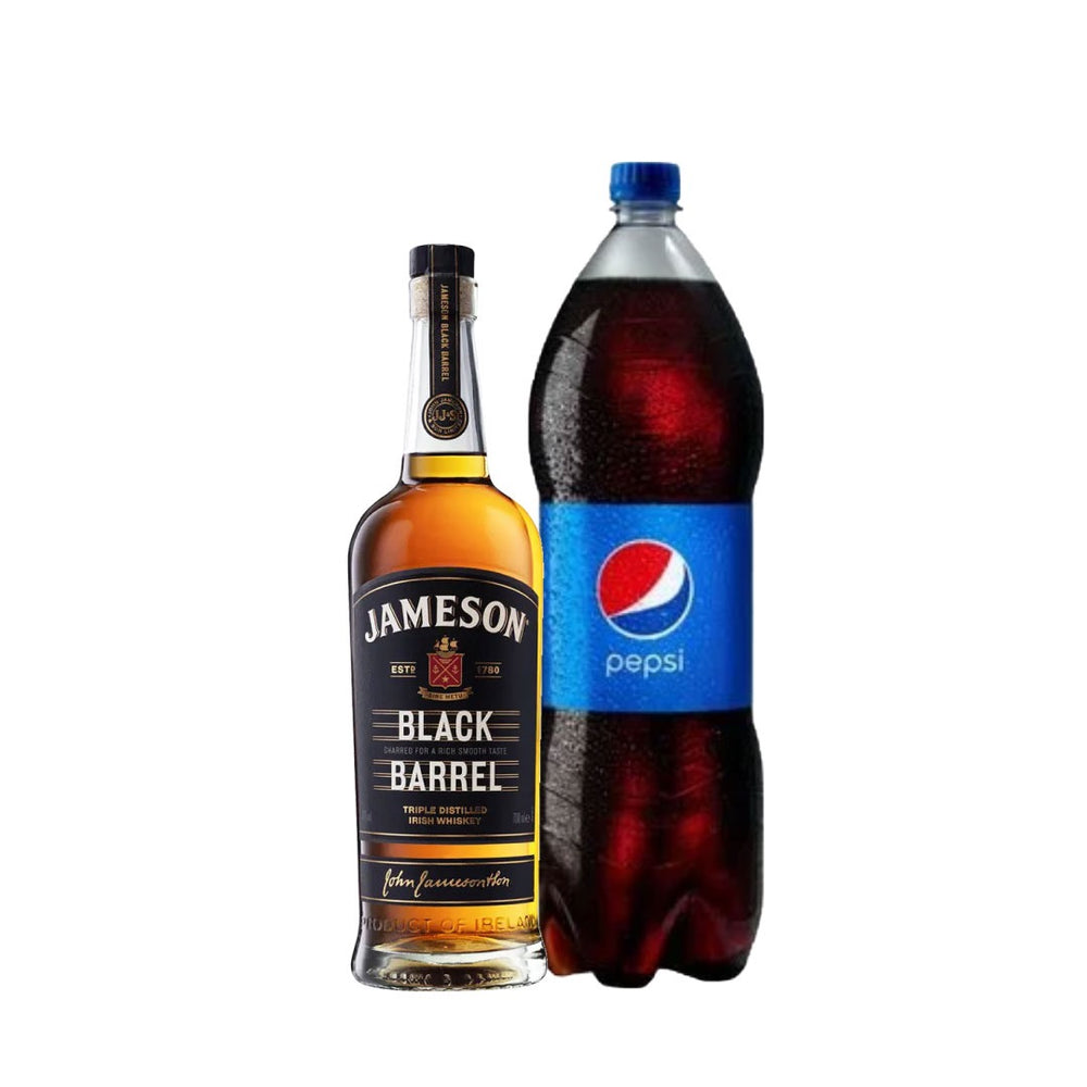 Jameson Black Barrel 750ml + Pepsi 2lt Regular o Black