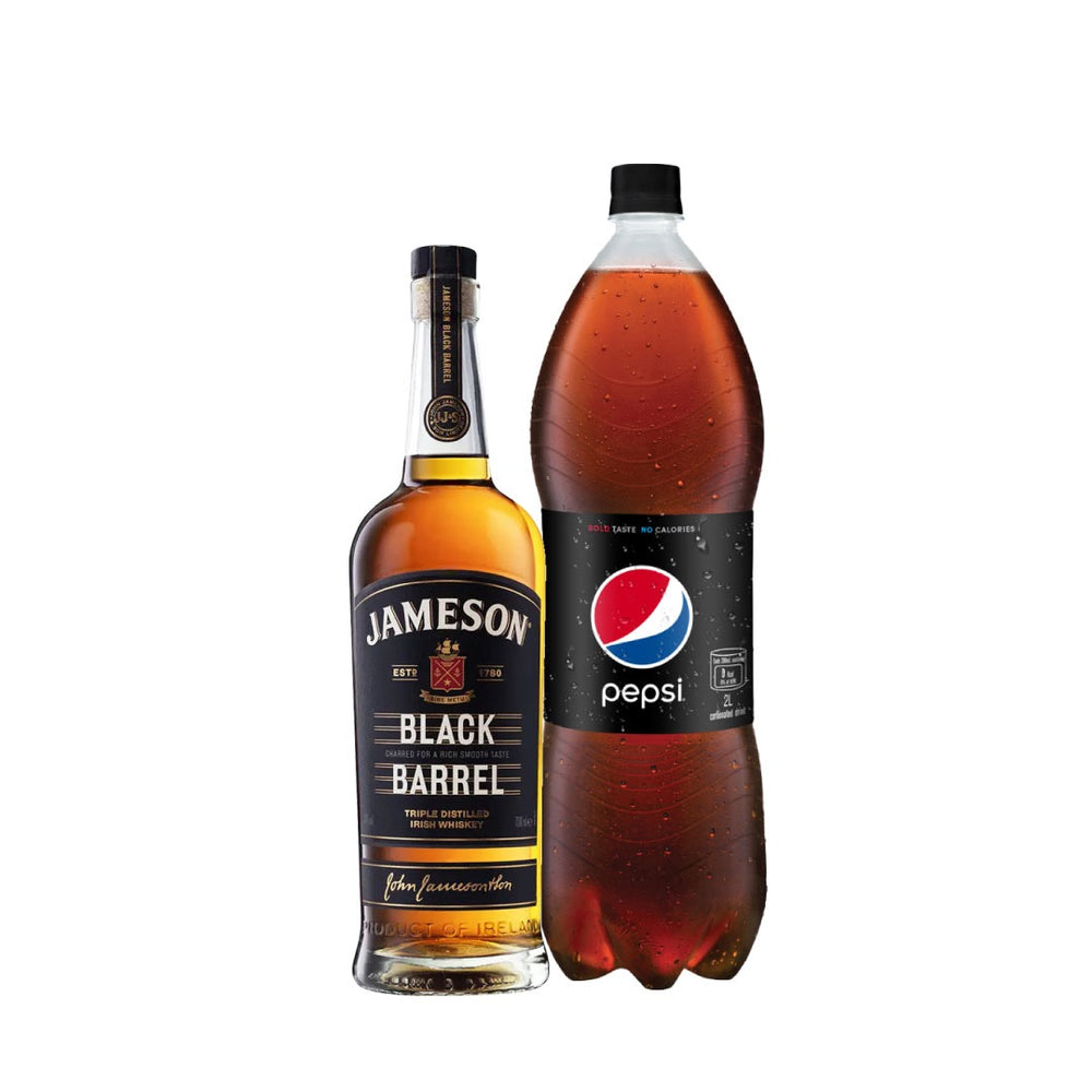 Jameson Black Barrel 750ml + Pepsi 2lt Regular o Black