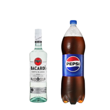 Bacardí Carta Blanca 750ml + Pepsi común o Black 2lt