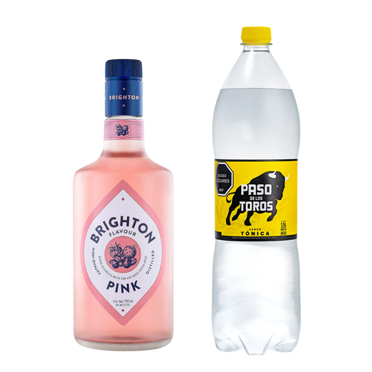 Gin Brighton Pink 700ml + Tónica PDT 1.5 Regular o Sin azúcar