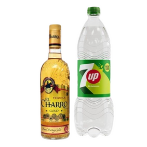 Tequila El Charro Gold 750ml + 7up 1.5LT Sin Azucar