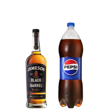 Jameson Black Barrel 750ml + Pepsi 2lt Regular o Black