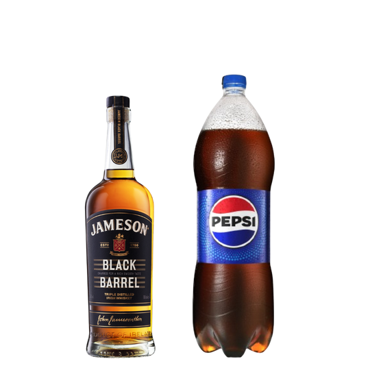 Jameson Black Barrel 750ml + Pepsi 2lt Regular o Black