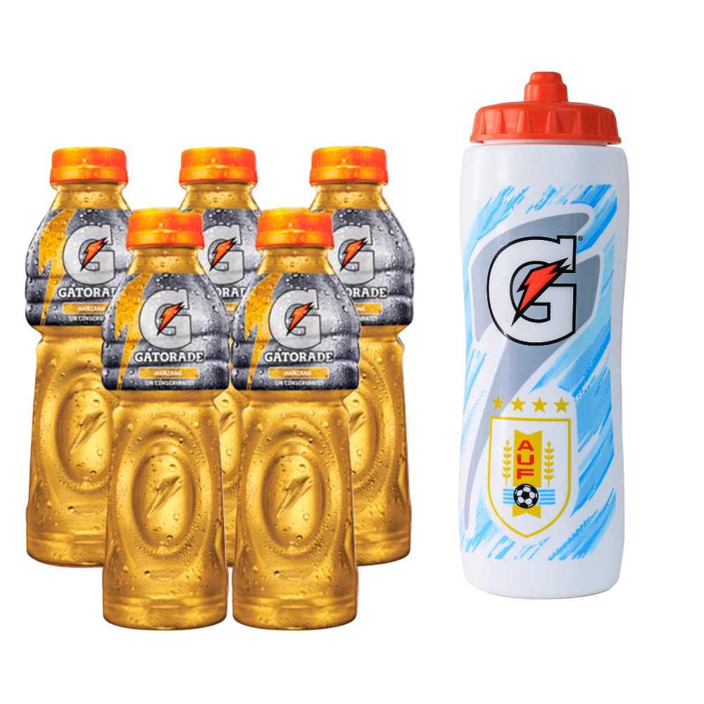 Pack 5 Gatorade Manzana 500ml + Caramañola