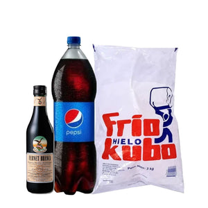 Fernet Branca 450ml + bolsa de hielo 3kg + Pepsi Regular o Black DE REGALO!!!