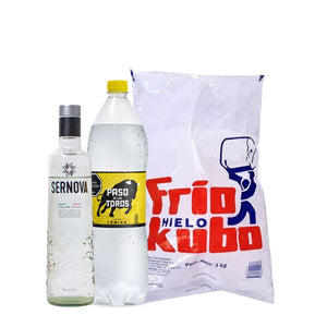 Vodka Sernova 700ml + bolsa de hielo 3kg+  tonica PDT 1.5 de regalo